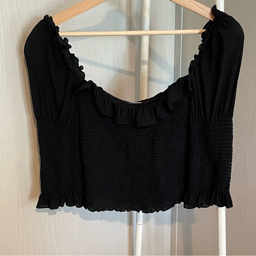 Reformation Black Ruffled Top - Picture 2 of 6